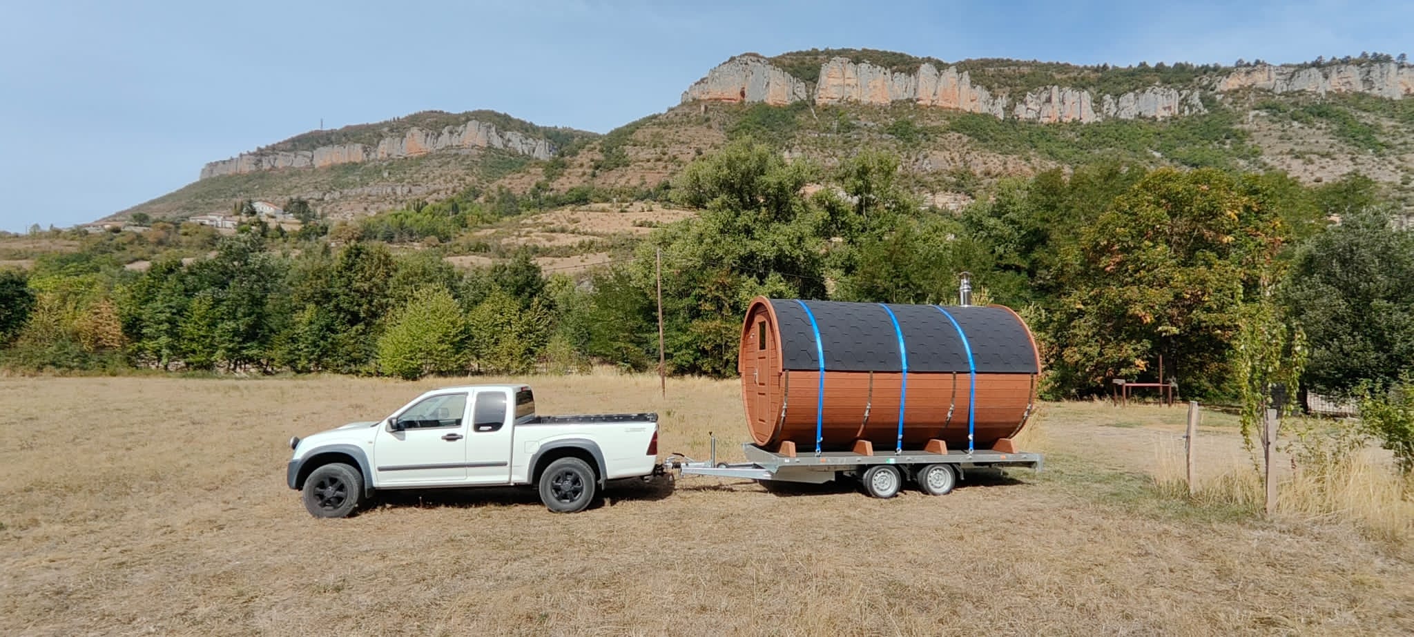 Sauna mobile livré à Hugues, dans l'Aveyron
